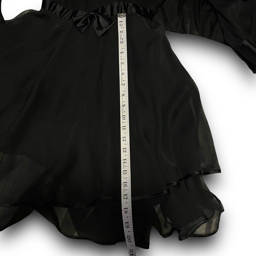 Jessica by Christopher Lai Size 2 Long Sleeve Flare Mesh Little Black Dress Goth - Picture 6 of 10